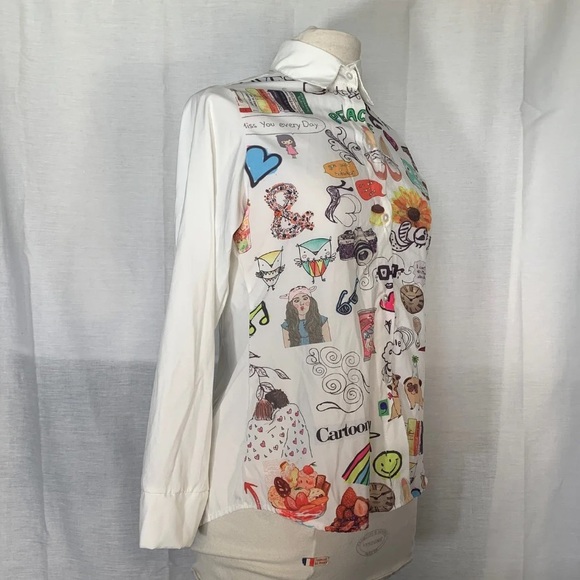 Kawaii Graphic Button Down Blouse - Picture 4 of 4